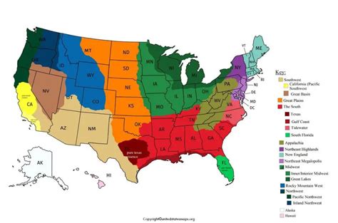 Printable Regions Map of United States - United States Maps