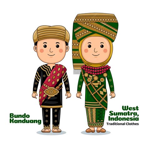 Premium Vector | Couple wear bundo kanduang, west sumatra, indonesian traditional clothes