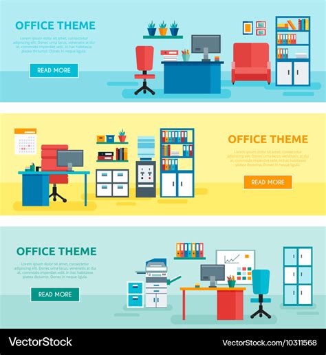 Office banner set Royalty Free Vector Image - VectorStock