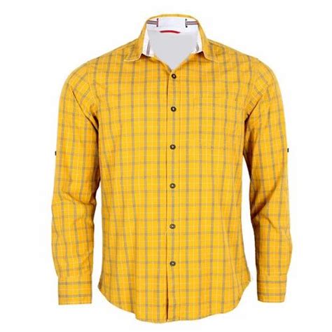 Men Cotton Yellow Check Shirt at Rs 425 in Sonipat | ID: 13677235930