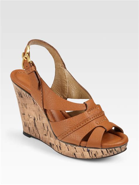 Chloé Cork Wedge Sandals in Brown | Lyst