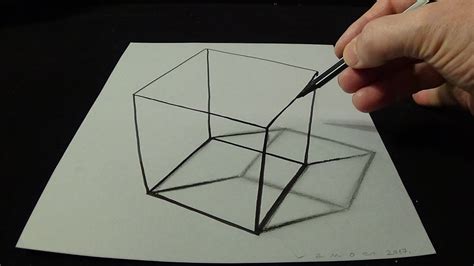 3D Drawing a Simple Cube - No Time Lapse - How to Draw 3D Cube