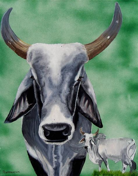 Brahma Bull Painting by Debbie LaFrance