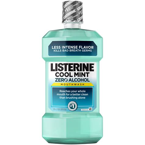 Listerine Zero Mouthwash, Clean Mint 33.8 fl oz (1 lt) 1 qt 1.8 fl oz