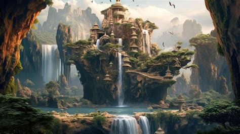 Premium AI Image | A fantasy castle in the mountains