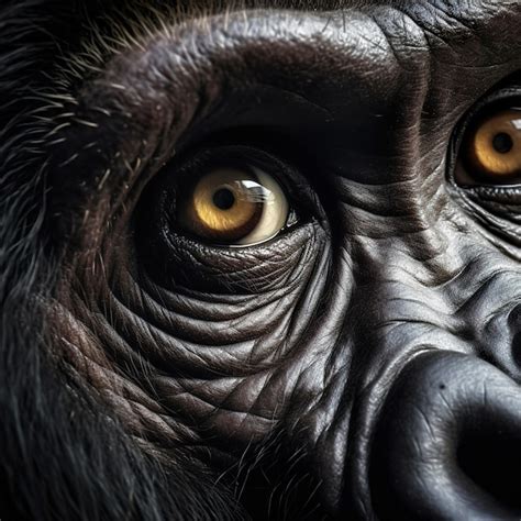 Premium Photo | Portrait of an eye gorilla closeup