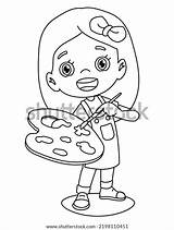 Cute Painter Kids Coloring Book Stock Vector Royalty Free 2198110451  sketch template