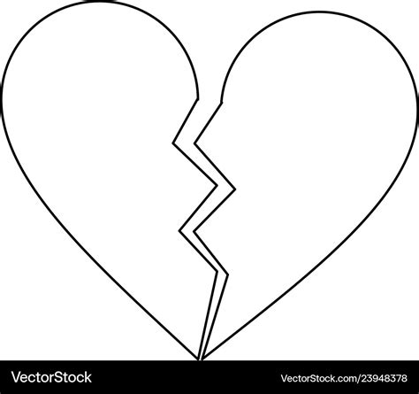 Love broken heart symbol black and white Vector Image