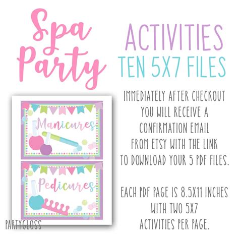 Spa Party Printable Signs Spa Activity Station Signs Spa - Etsy