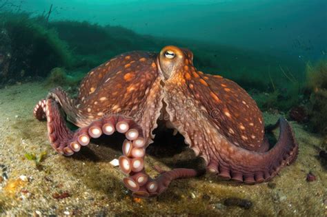 Octopus Kraken Lying in Ambush, Waiting To Attack Its Next Prey Stock ...