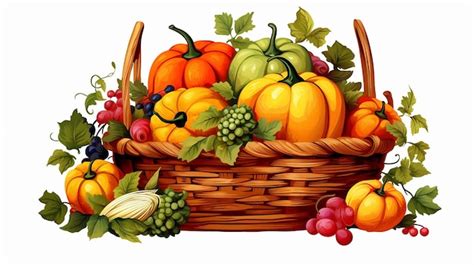 Premium AI Image | harvest basket add an illustration of a harvest basket on white background