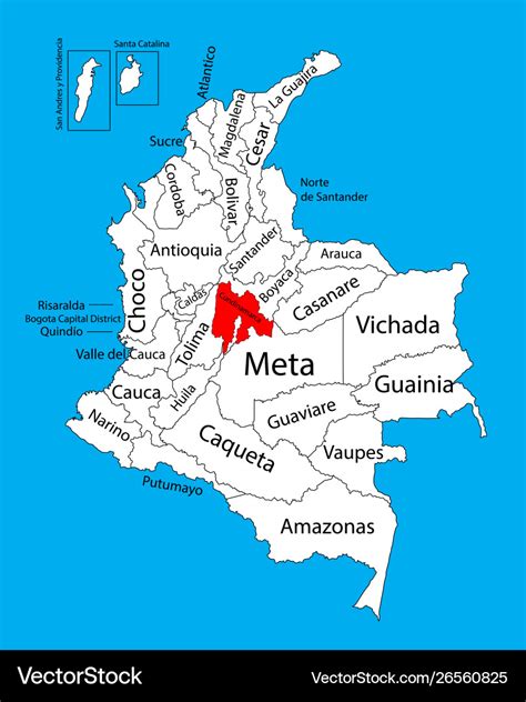 Map region cundinamarca colombia province Vector Image