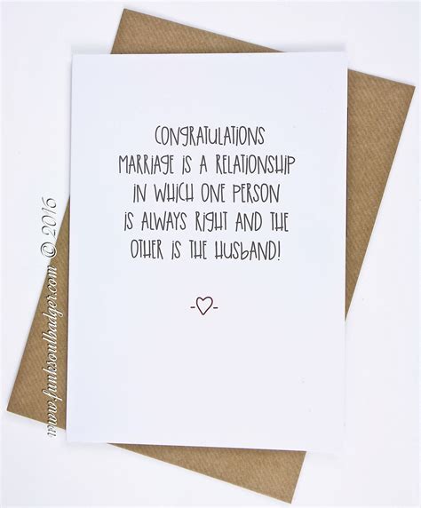 Funny Wedding Card Congratulations one person is always right | Funny wedding cards, Wedding ...