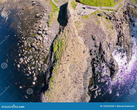 Giants Causeway Aerial View, Basalt Columns on North Coast of Northern ...