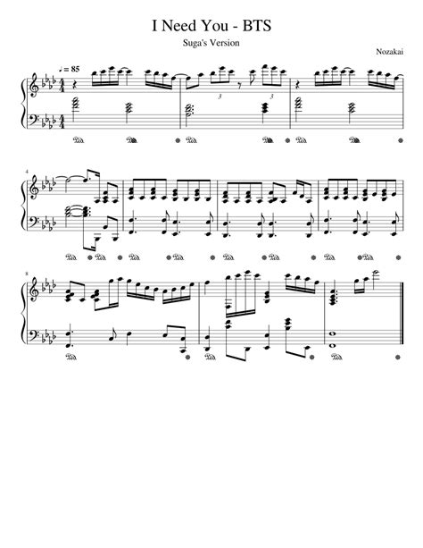 I Need You - BTS Sheet music for Piano (Solo) | Musescore.com