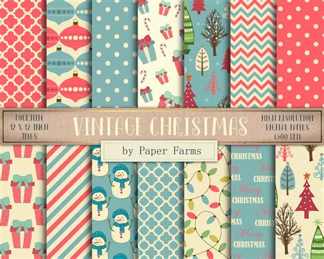 Vintage Christmas Digital Paper Vintage Christmas Scrapbook - Etsy