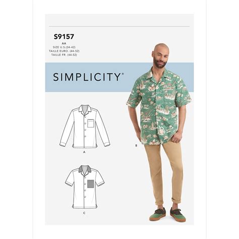 Mens Open Pointed Collar Shirts Simplicity Sewing Pattern 9157 | Sew ...