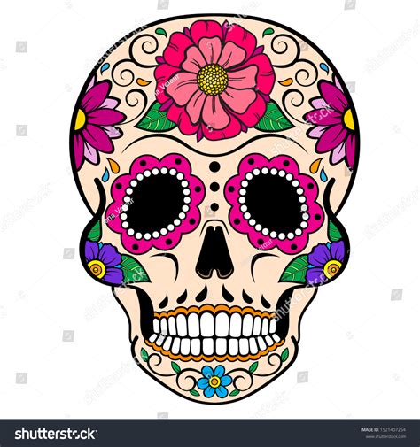 Day Dead Sugar Skull Ornament Pink Stock Vector (Royalty Free ...