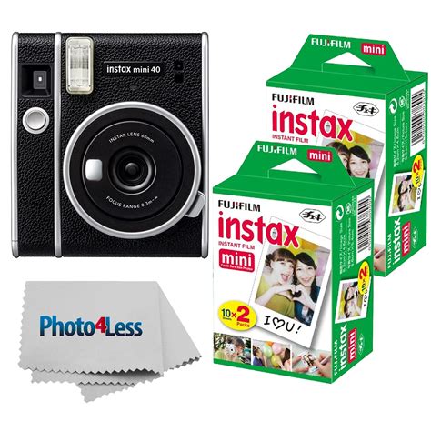 Fujifilm Instax Mini 40 Instant Camera Black+ Fujifilm Instax Mini Twin Pack Instant Film 2 ...