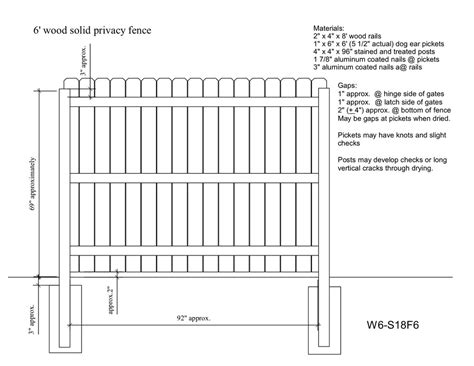 wood fence plans pdf - 6' Wood Solid Privacy Fence Drawing – America's ...