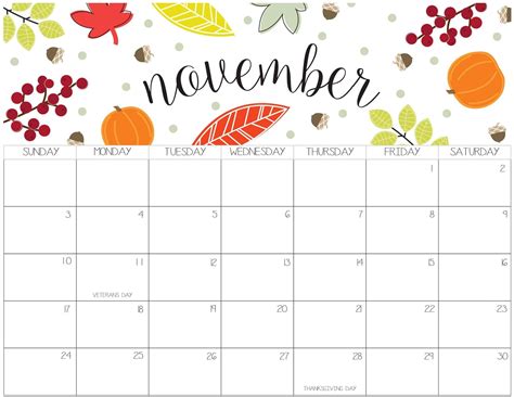 Free November Printable Calendar