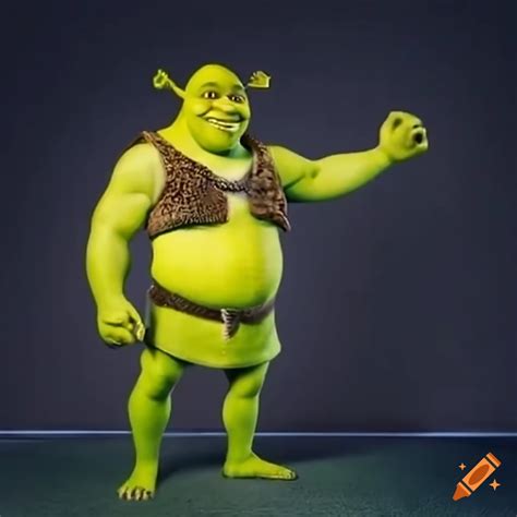 Shrek with exaggerated muscles on Craiyon