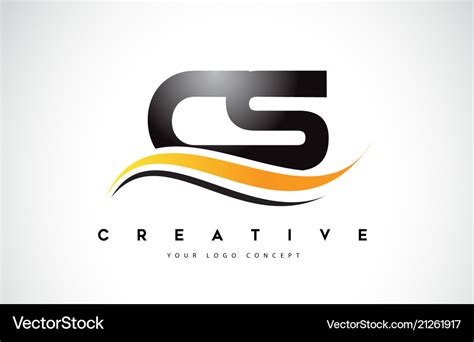 Cs c s swoosh letter logo design with modern Vector Image