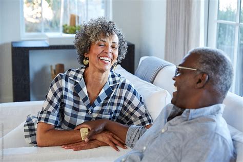 "African American Senior Couple Laughing And Having A Good Time ...