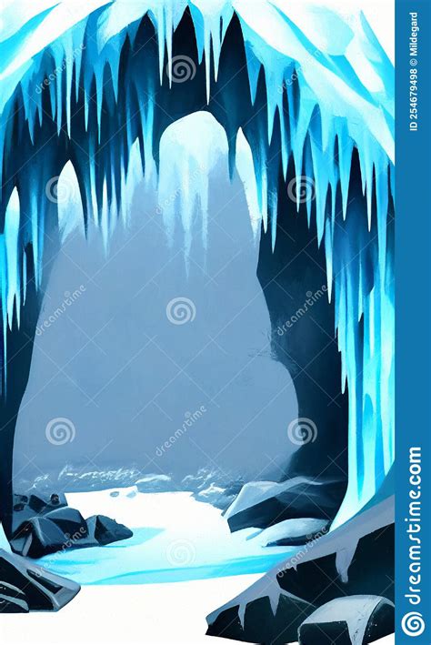 Ice Cave Entrance - Simplified Cartoonish Style Stock Illustration - Illustration of coloursn ...