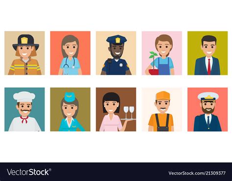 Professions people cartoon characters icons set Vector Image