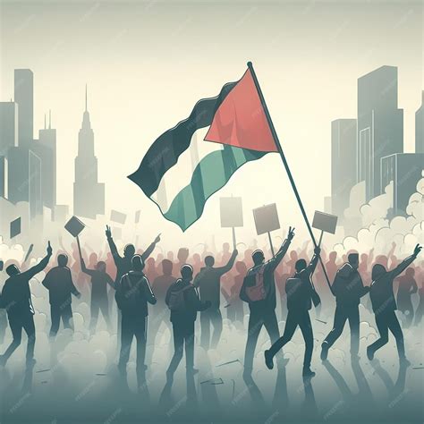 Premium AI Image | People protesting in city with Palestine flag ...