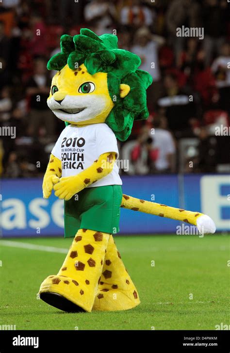 Zakumi, mascot of the 2010 FIFA World Cup, poses ahead of the friendly match Germany v South ...