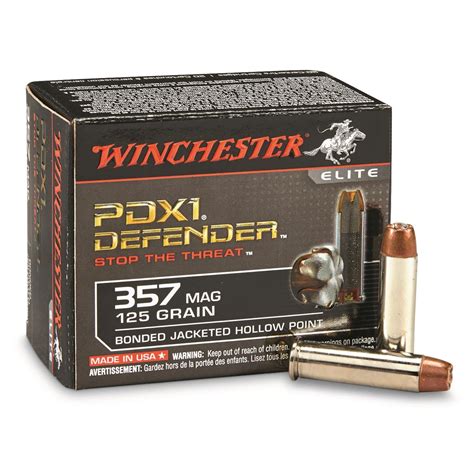 Winchester Defender, .357 S&W Magnum., Bonded Jacketed Hollow Point, 125 Grain, 20 Rounds ...