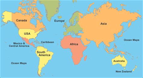 World Maps: Political, Physical, Europe, Asia, Africa, Canada