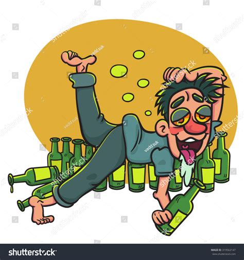 Cartoon Happy Drunk Man Lying On : image vectorielle de stock (libre de droits) 319562147 ...