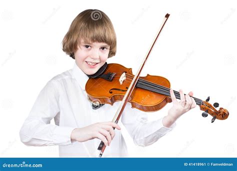 School boy playing violin stock image. Image of learning - 41418961