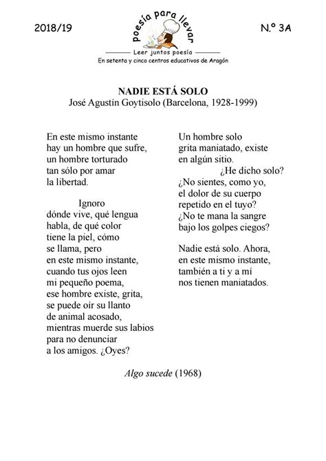 PPLL1819 03A José Agustín Goytisolo «Nadie está solo» Esp, Poems, True ...