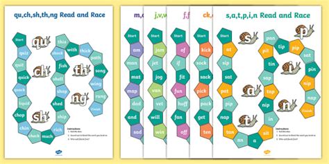 Phase 2 & Phase 3 Phonics Read and Race Game Bumper Activity Pack