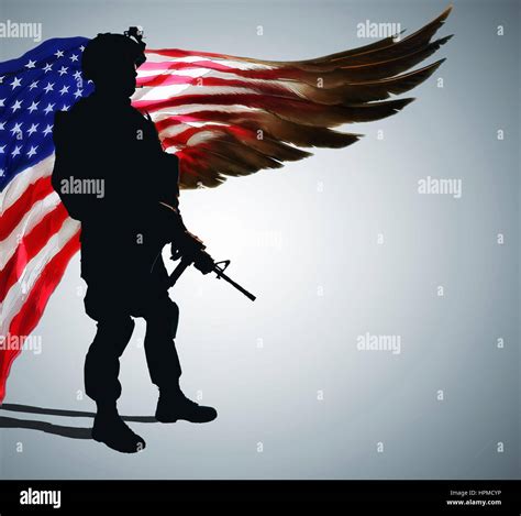 Silhouette of soldier in front of US flag Stock Photo: 134444234 - Alamy