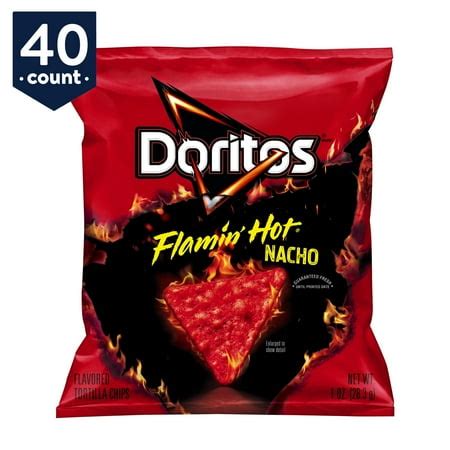 Doritos Flamin' Hot Nacho Tortilla Chips Snack Pack, 1 oz Bags, 40 ...