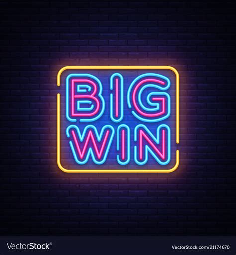 Big win neon sign big win design template Vector Image