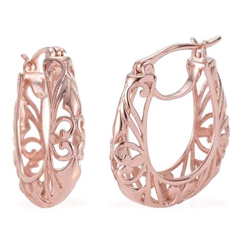 Shop LC - Shop LC Filigree Heart Hoop Earrings For Women 925 Sterling ...