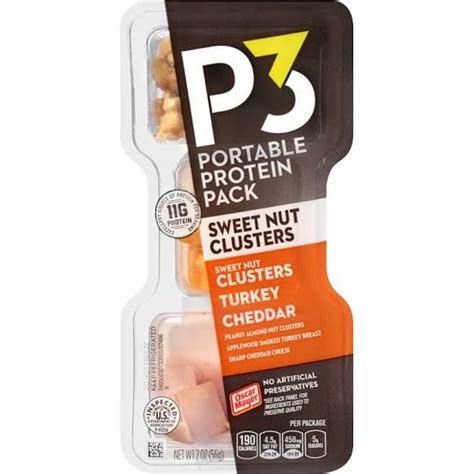 P3 Portable Protein Pack, Nut Clusters - 2 oz tray | Cheddar cheese ...