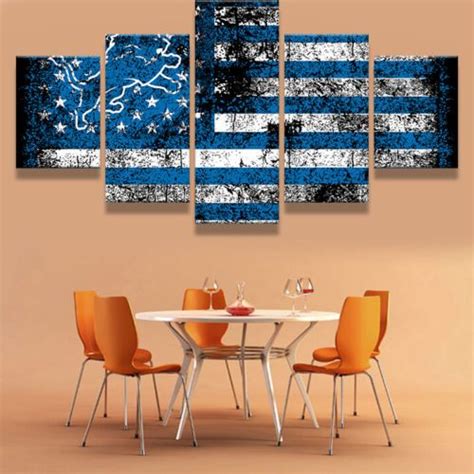 Detroit-Lions-Flag-Football-5pcs-Painting-Canvas-Wall-Art-Poster-Home ...