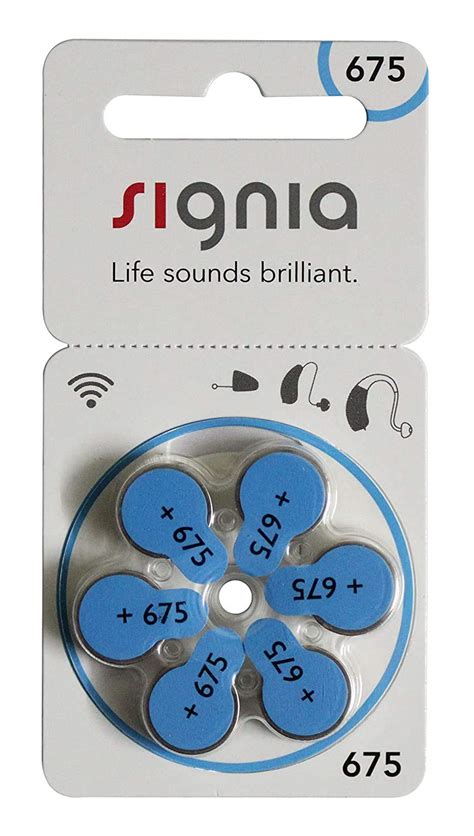 Signia Hearing Aid Battery Size 675, Pack of 24 Batteries, Silver ...