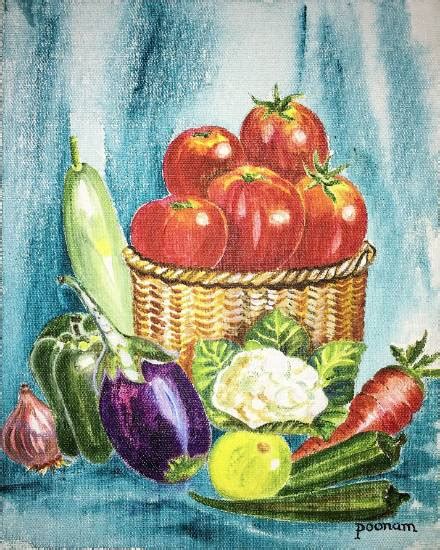 Vegetable Basket, Painting by Emerging Artist Poonam Juvale