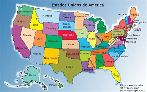 Mapa De Estados Unidos En Espanol | dividido en estados y un cuadro en el que figura la ...