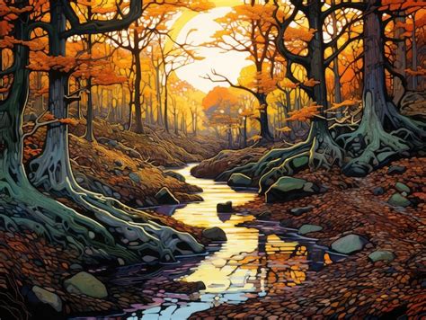 Premium AI Image | autumn scenery landscape painting