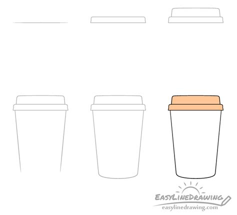 How to Draw a Paper Coffee Cup Step by Step - EasyLineDrawing