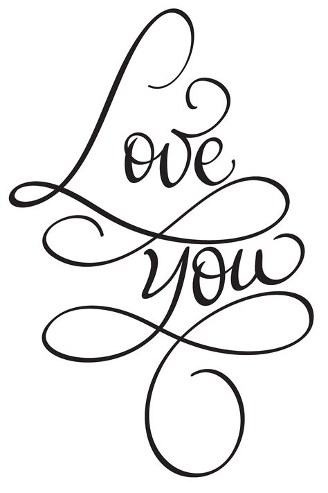 Love you words on white background. Hand drawn Calligraphy lettering ...